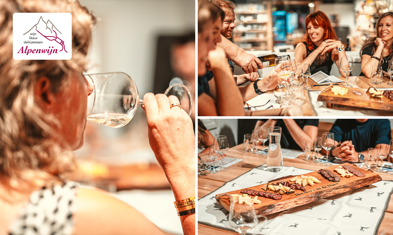 Wijn- en likeurproeverij + hapjes bij Alpenwijn