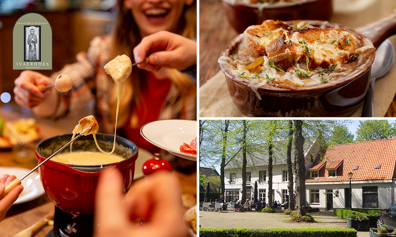 Kaasfondue incl. diverse dips + uiensoep bij Brasserie 't Vaerhóes