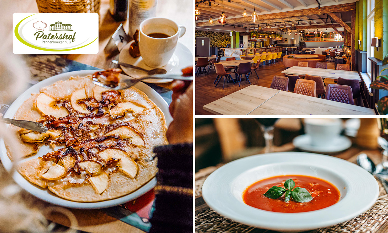 2-gangen pannenkoekdiner of kidsmenu bij Pannenkoekenhuis Patershof