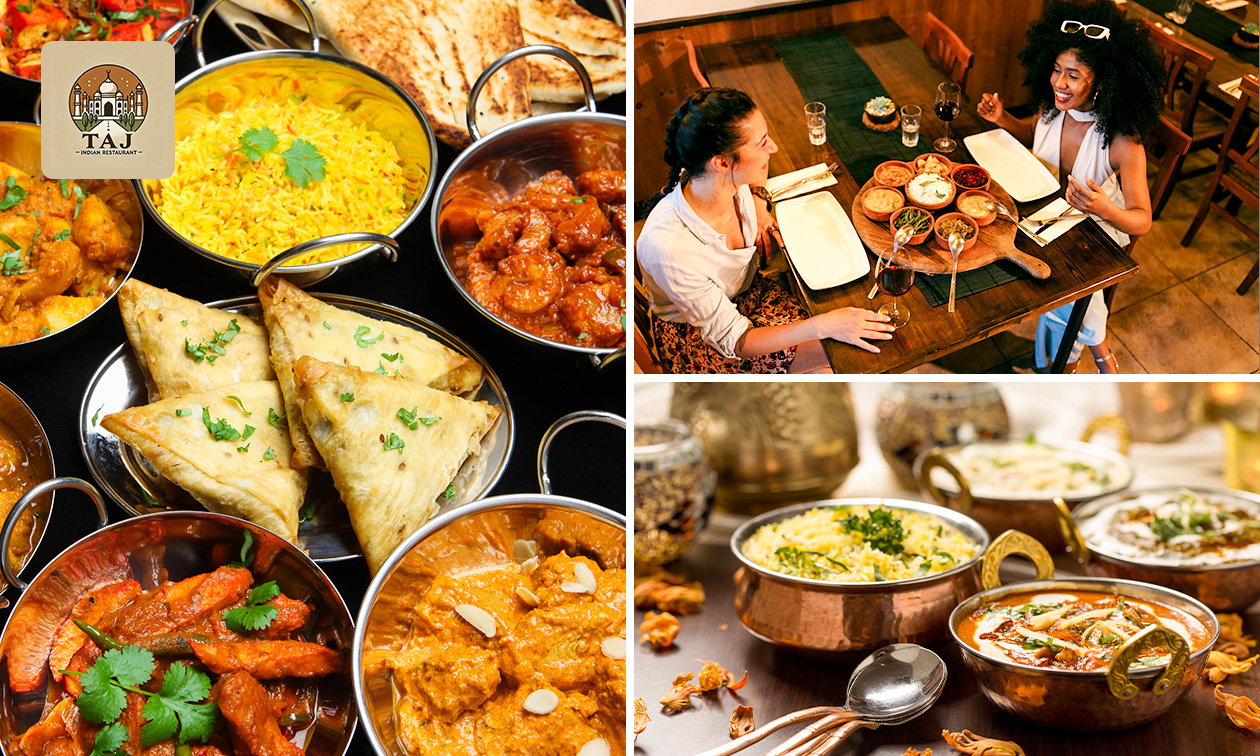 2- of 3-gangenlunch of -diner à la carte bij Taj Indian Restaurant
